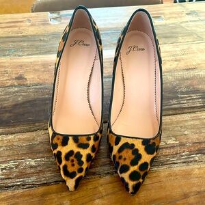 Leopard print Elsie Jcrew heel never worn. 10.5 and 3.5” heel
